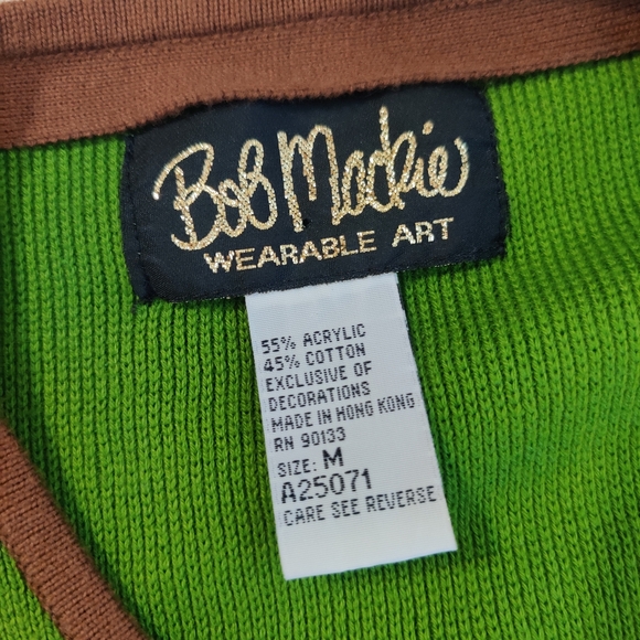 Bob Mackie Wearable Art Vintage Rooster Floral Zip Up Sweater - Picture 6 of 8